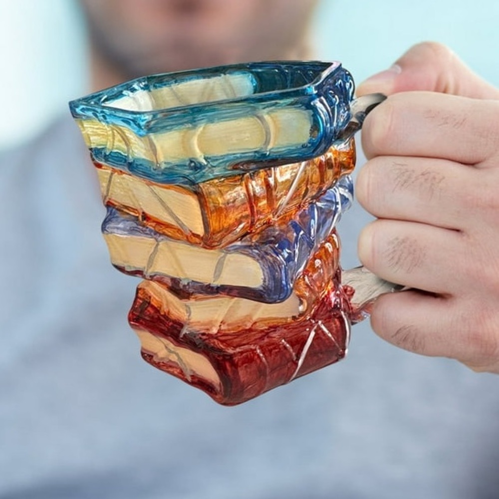 3D Painted Book Mug 11 Oz Novelty Coffee Tea Cup Multicolor nWOT